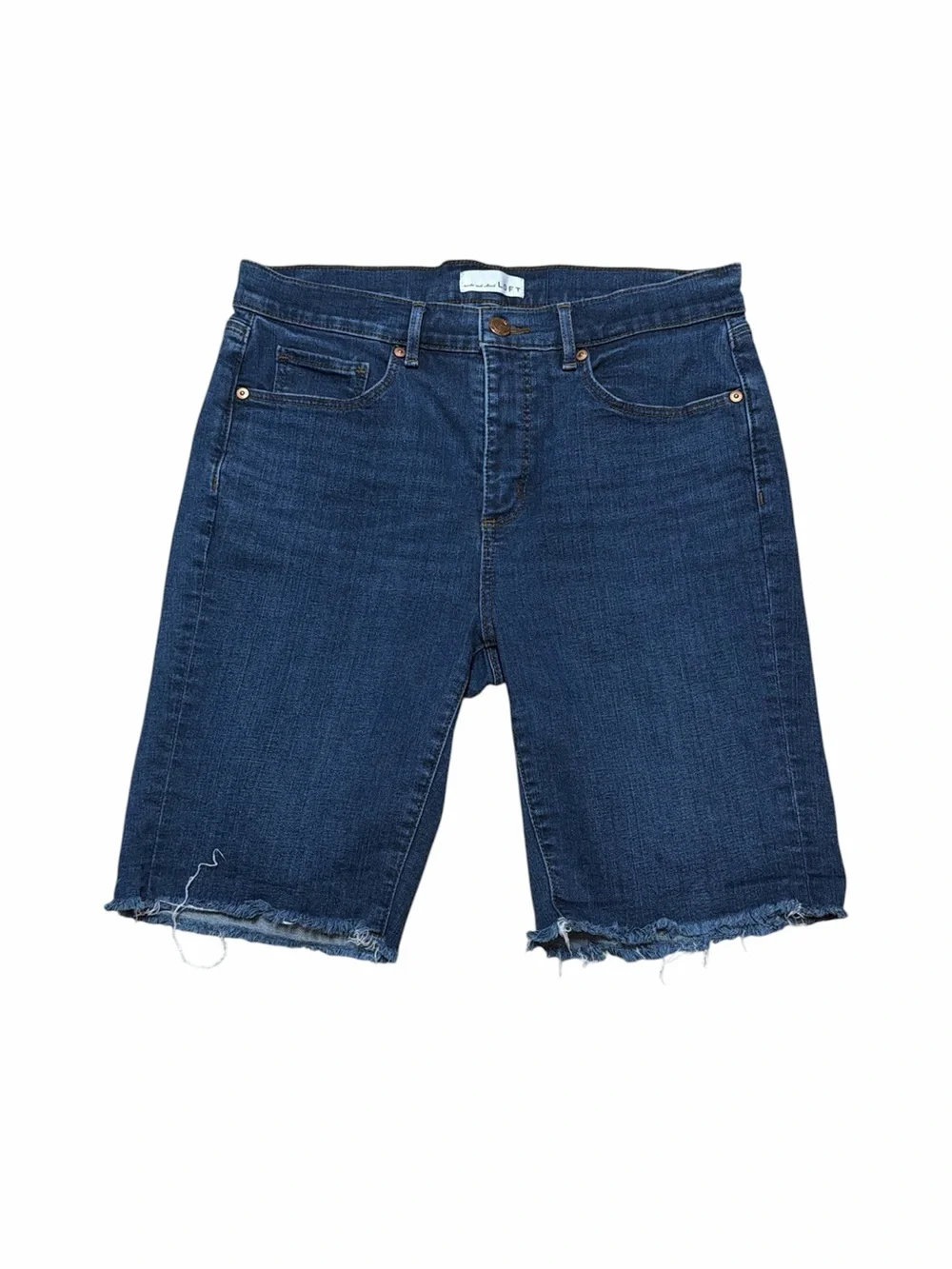 Loft Bermuda Jean Shorts Women’s 10/30 Blue Dark Wash Denim Cut Offs Casual Jort